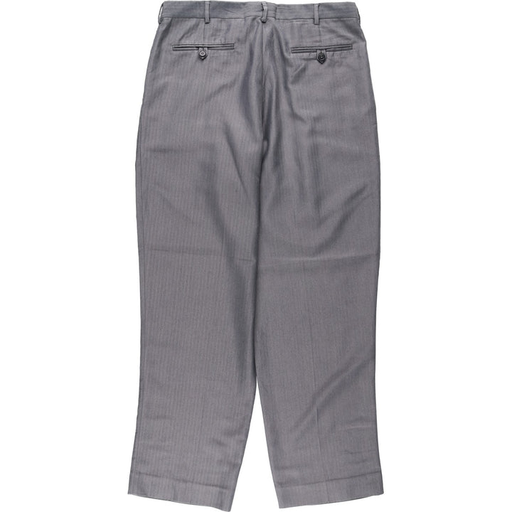 Ralph Lauren CHAPS Two-Pleat Herringbone Slacks Pants, Men's Size W34 (approx.) polyester gray type Vintage Second Hand
