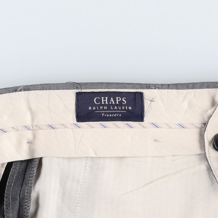 Ralph Lauren CHAPS Two-Pleat Herringbone Slacks Pants, Men's Size W34 (approx.) polyester gray type Vintage Second Hand