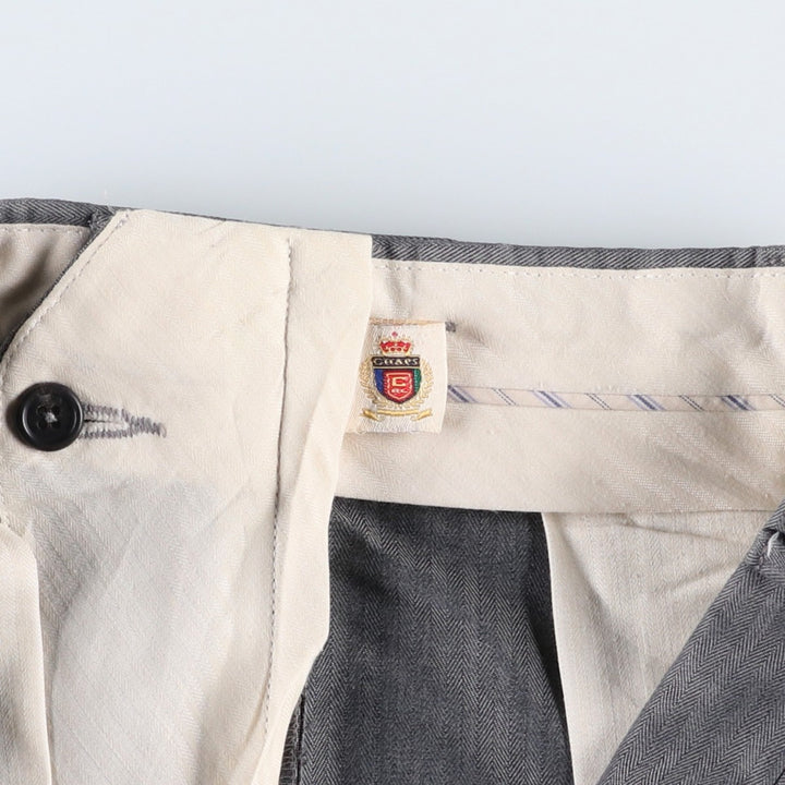 Ralph Lauren CHAPS Two-Pleat Herringbone Slacks Pants, Men's Size W34 (approx.) polyester gray type Vintage Second Hand