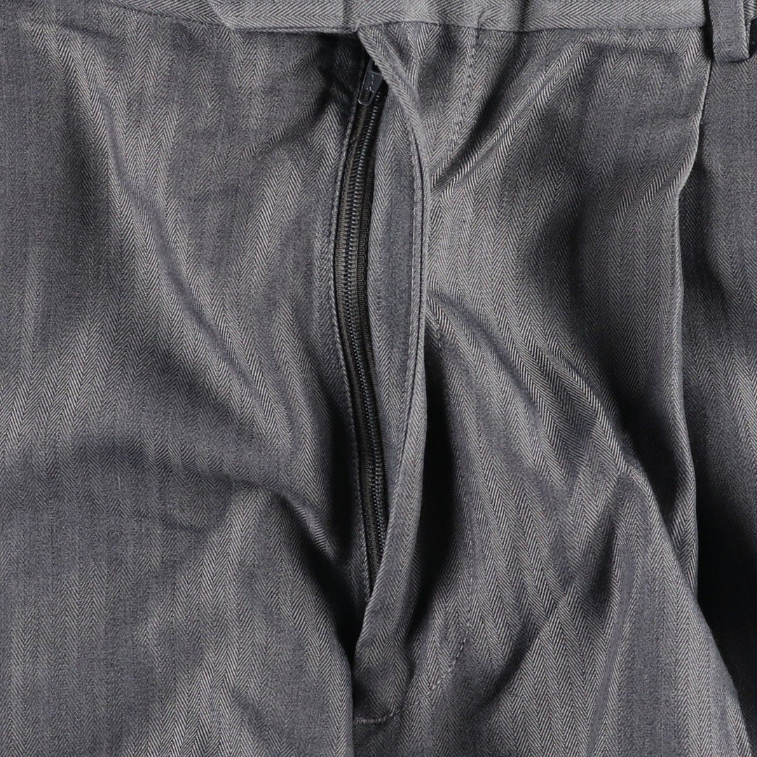 Ralph Lauren CHAPS Two-Pleat Herringbone Slacks Pants, Men's Size W34 (approx.) polyester gray type Vintage Second Hand