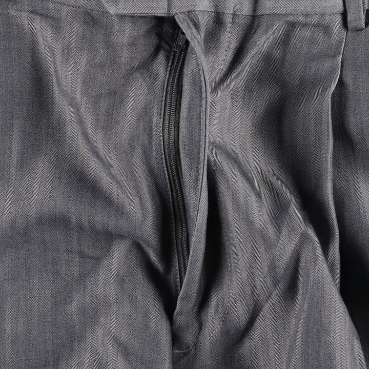 Ralph Lauren CHAPS Two-Pleat Herringbone Slacks Pants, Men's Size W34 (approx.) polyester gray type Vintage Second Hand
