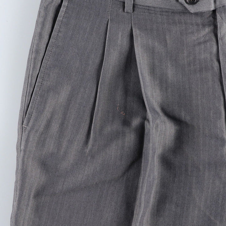 Ralph Lauren CHAPS Two-Pleat Herringbone Slacks Pants, Men's Size W34 (approx.) polyester gray type Vintage Second Hand