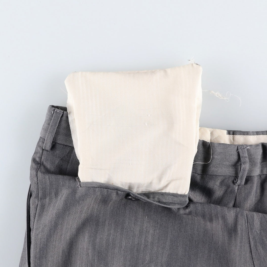 Ralph Lauren CHAPS Two-Pleat Herringbone Slacks Pants, Men's Size W34 (approx.) polyester gray type Vintage Second Hand