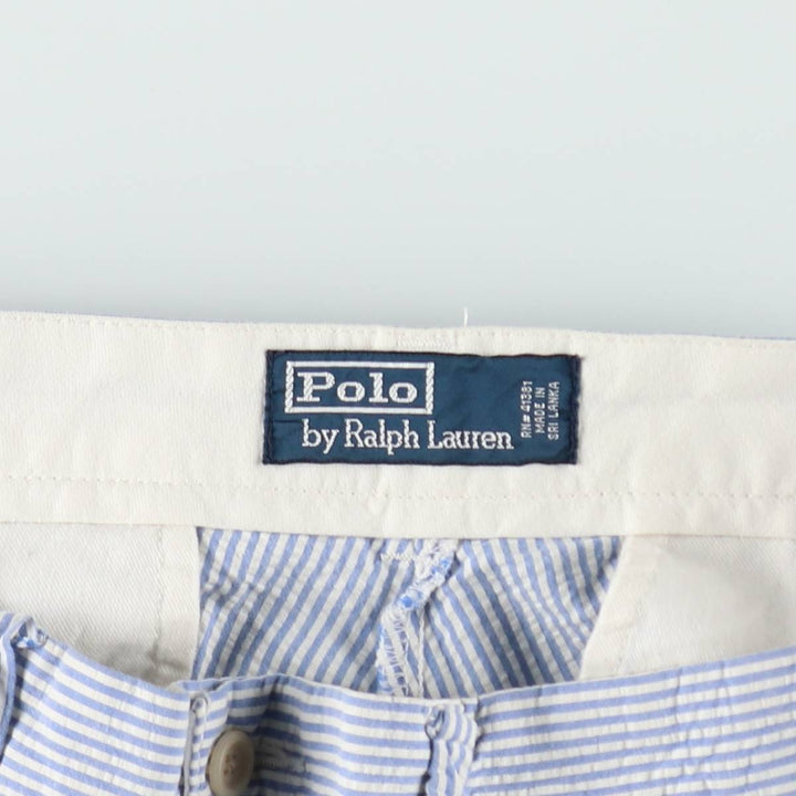 Ralph Lauren POLO by Ralph Lauren Stripe Pattern Seersucker Cotton Slacks Pants Men's W34 (approx.) cotton blue type Vintage Second Hand