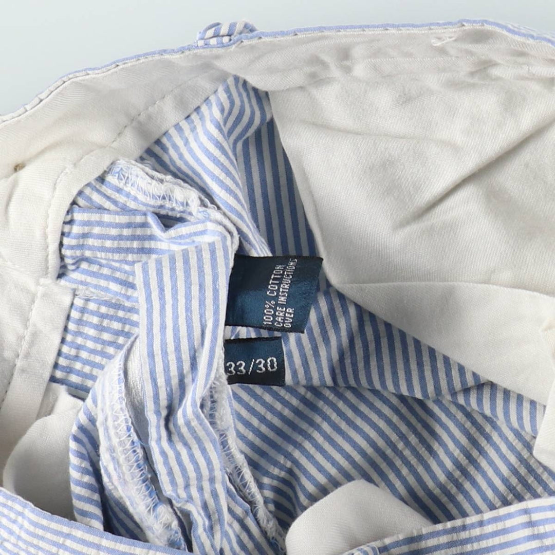 Ralph Lauren POLO by Ralph Lauren Stripe Pattern Seersucker Cotton Slacks Pants Men's W34 (approx.) cotton blue type Vintage Second Hand