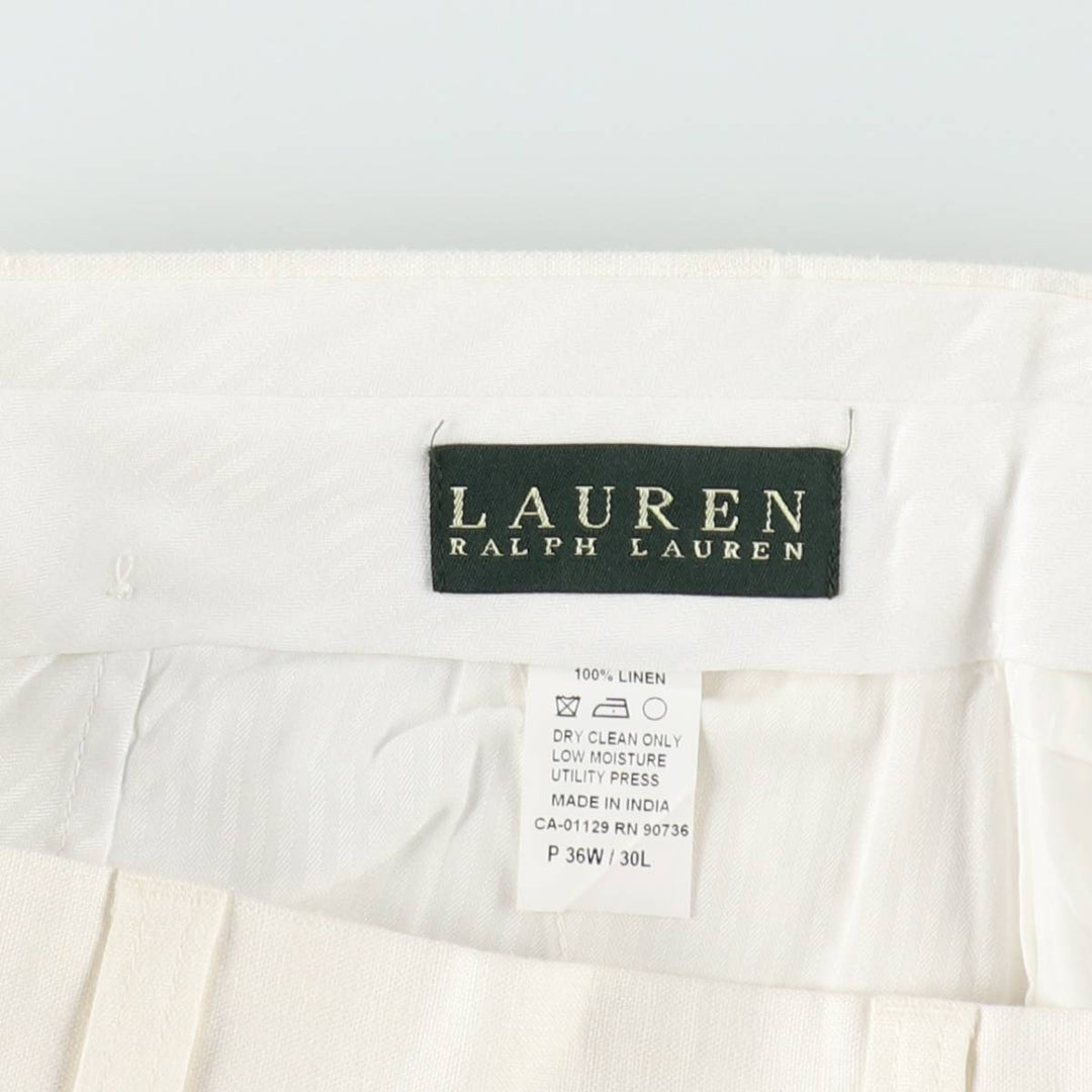 Ralph Lauren linen pants/slacks, men's size W36 (approx.) linen white type Vintage Second Hand