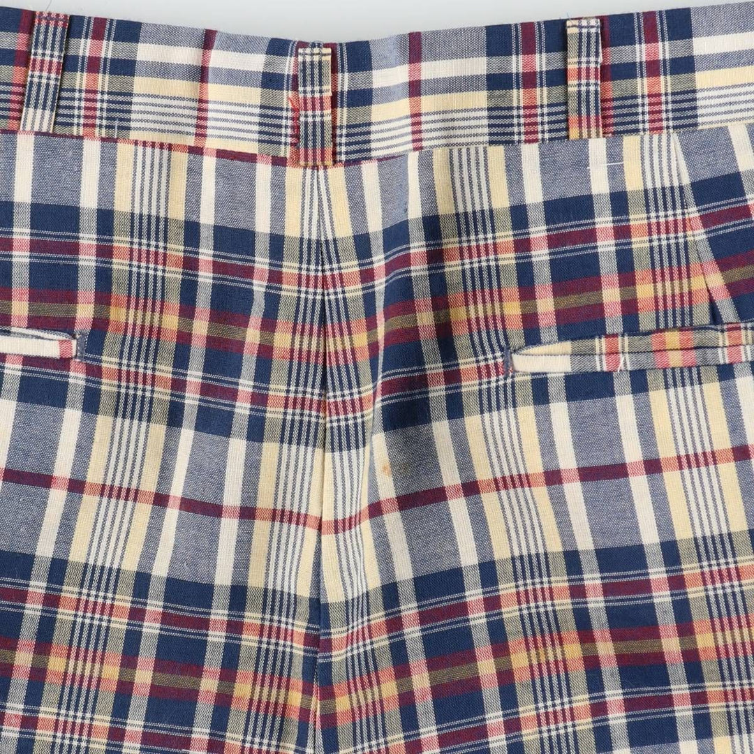 ~90'S HAGGAR THE gallery Check Pattern Slacks Pants Men's W36 equivalent Vintage unclear navy blue type Vintage Second Hand