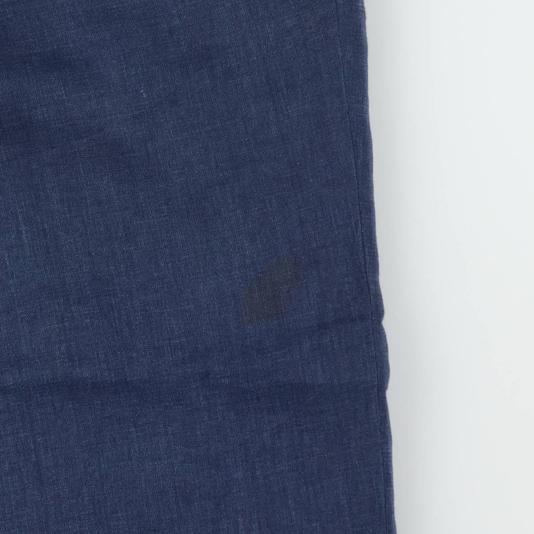 Two-pleat linen trousers, men's size W32 (approx.) linen navy blue type Vintage Second Hand