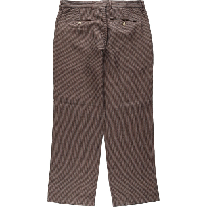 EXPRESS DESIGN STUDIO PRODUCER Stripe Pattern Linen Pants Slacks Men's W34 (approx.) linen brown type Vintage Second Hand