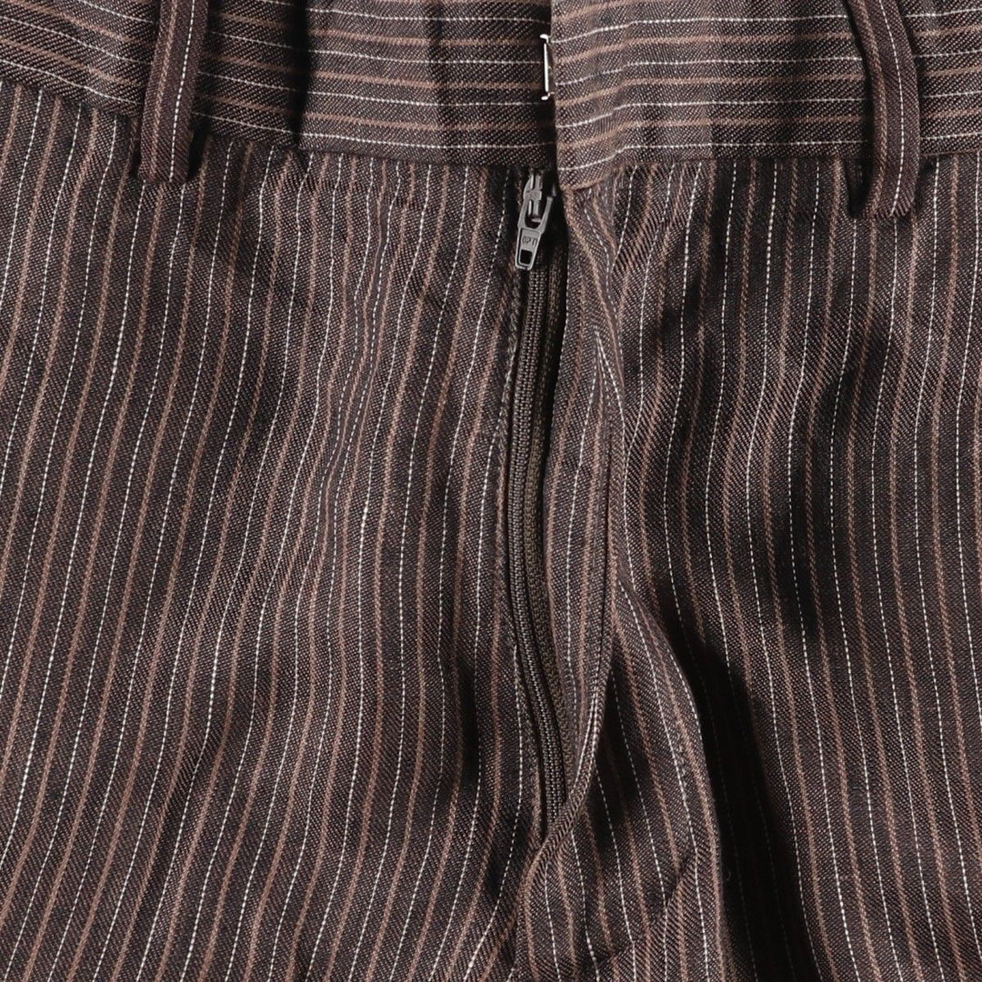 EXPRESS DESIGN STUDIO PRODUCER Stripe Pattern Linen Pants Slacks Men's W34 (approx.) linen brown type Vintage Second Hand