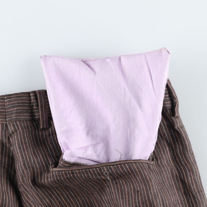 EXPRESS DESIGN STUDIO PRODUCER Stripe Pattern Linen Pants Slacks Men's W34 (approx.) linen brown type Vintage Second Hand