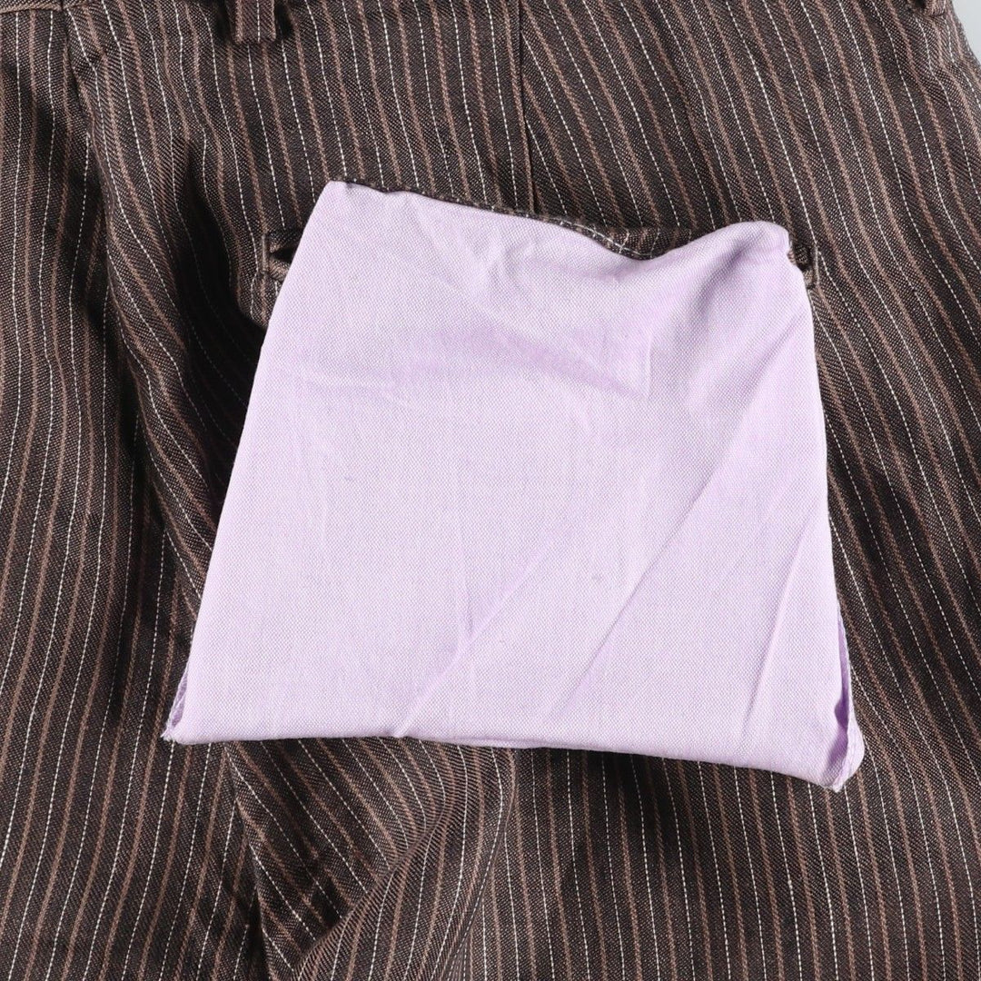 EXPRESS DESIGN STUDIO PRODUCER Stripe Pattern Linen Pants Slacks Men's W34 (approx.) linen brown type Vintage Second Hand