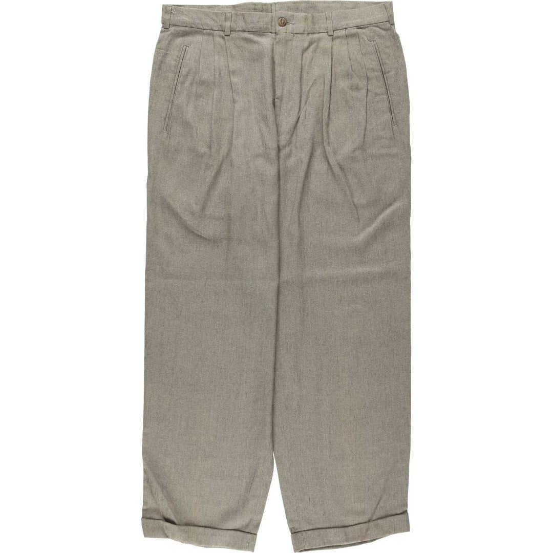 Perry Ellis PORTFOLIO three-pleat slacks, men's size W34 (approx.), vintage. Rayon gray type Vintage Second Hand