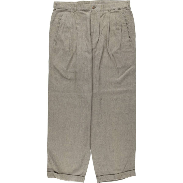 Perry Ellis PORTFOLIO three-pleat slacks, men's size W34 (approx.), vintage. Rayon gray type Vintage Second Hand