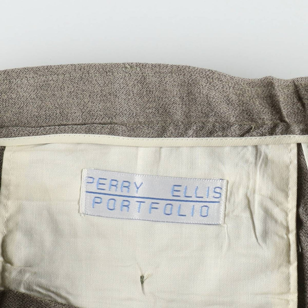 Perry Ellis PORTFOLIO three-pleat slacks, men's size W34 (approx.), vintage. Rayon gray type Vintage Second Hand