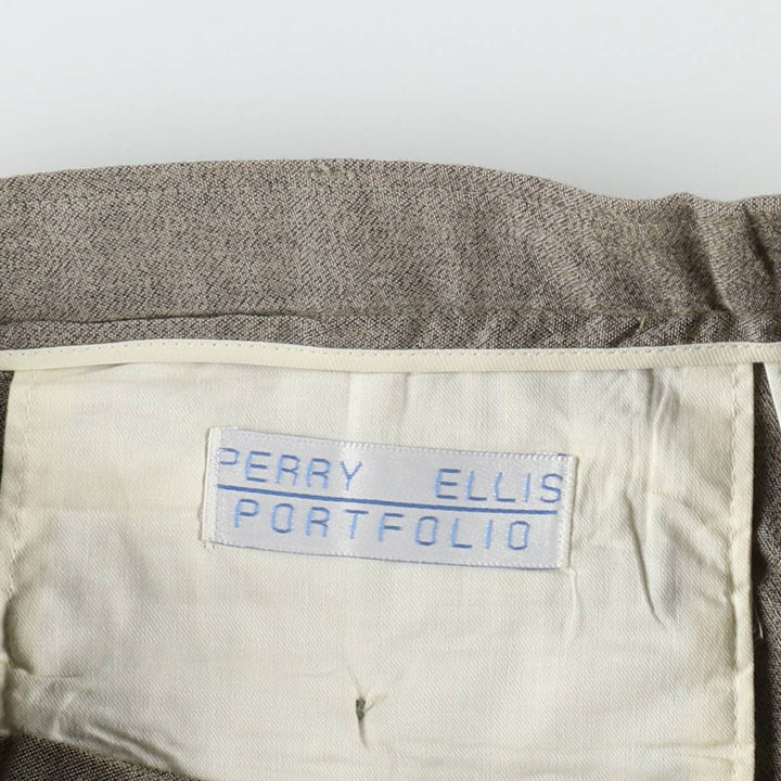 Perry Ellis PORTFOLIO three-pleat slacks, men's size W34 (approx.), vintage. Rayon gray type Vintage Second Hand