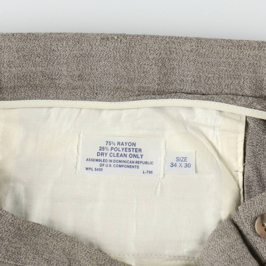 Perry Ellis PORTFOLIO three-pleat slacks, men's size W34 (approx.), vintage. Rayon gray type Vintage Second Hand