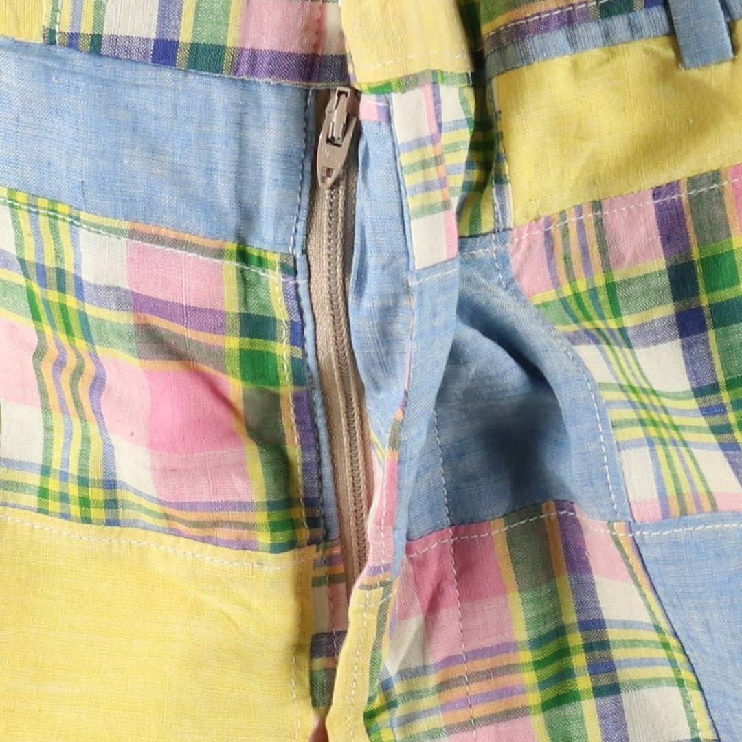 ~90'S Aureus Check Pattern Patchwork Slacks Pants Men's W32 (approx.) Vintage unclear yellow type Vintage Second Hand