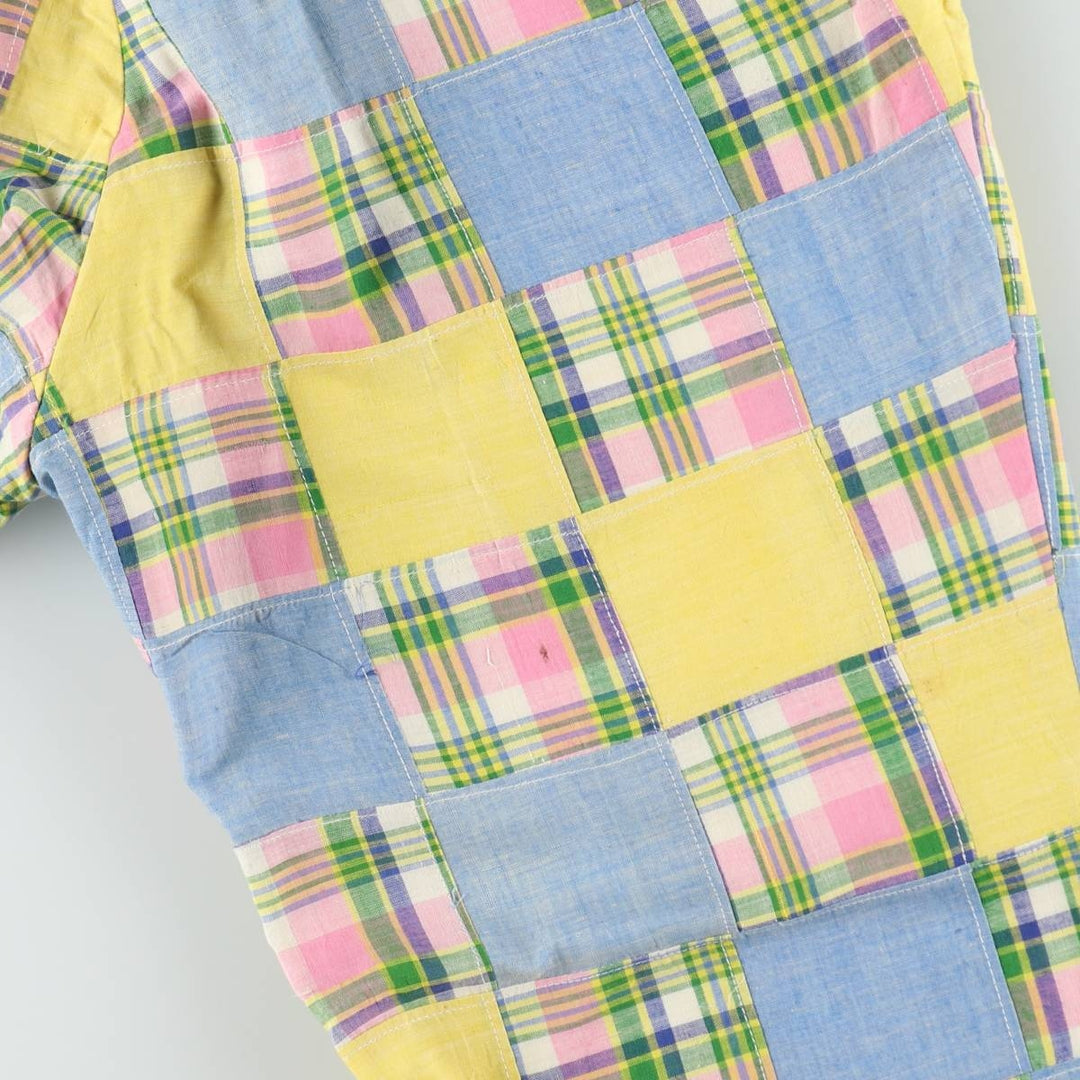 ~90'S Aureus Check Pattern Patchwork Slacks Pants Men's W32 (approx.) Vintage unclear yellow type Vintage Second Hand