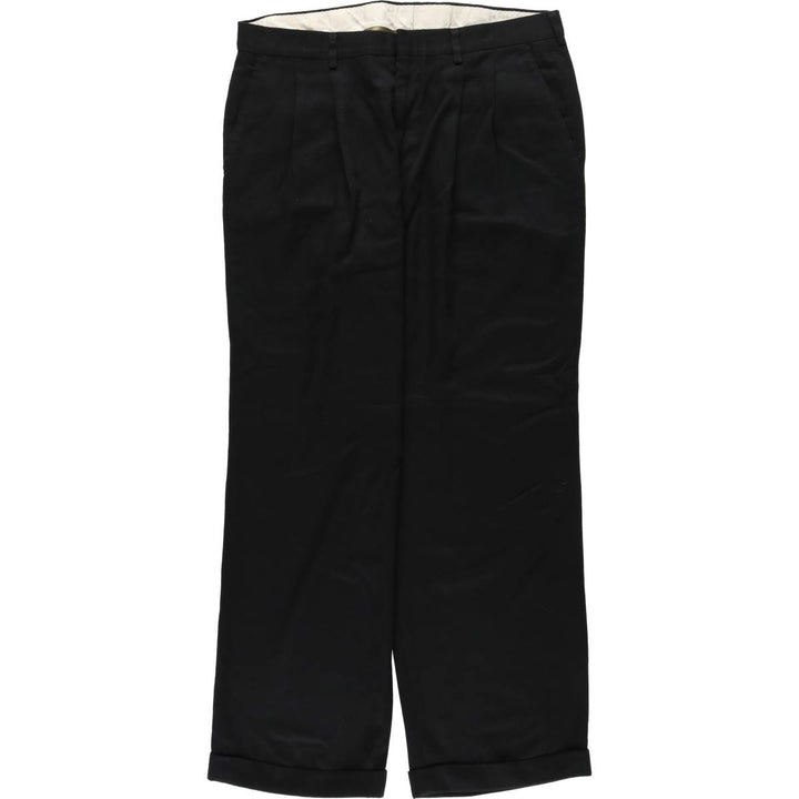 HAGGAR Two-Pleat Slacks Pants, Made in USA, Men's W34 (approx.), Vintage polyester black type Vintage Second Hand