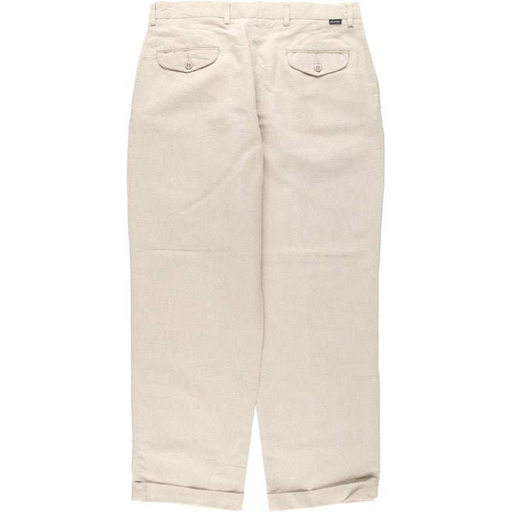 Dockers Khakis Two-Pleat Cotton x Linen Trousers, Men's W35 (approx.), Vintage linen unbleached Vintage Second Hand