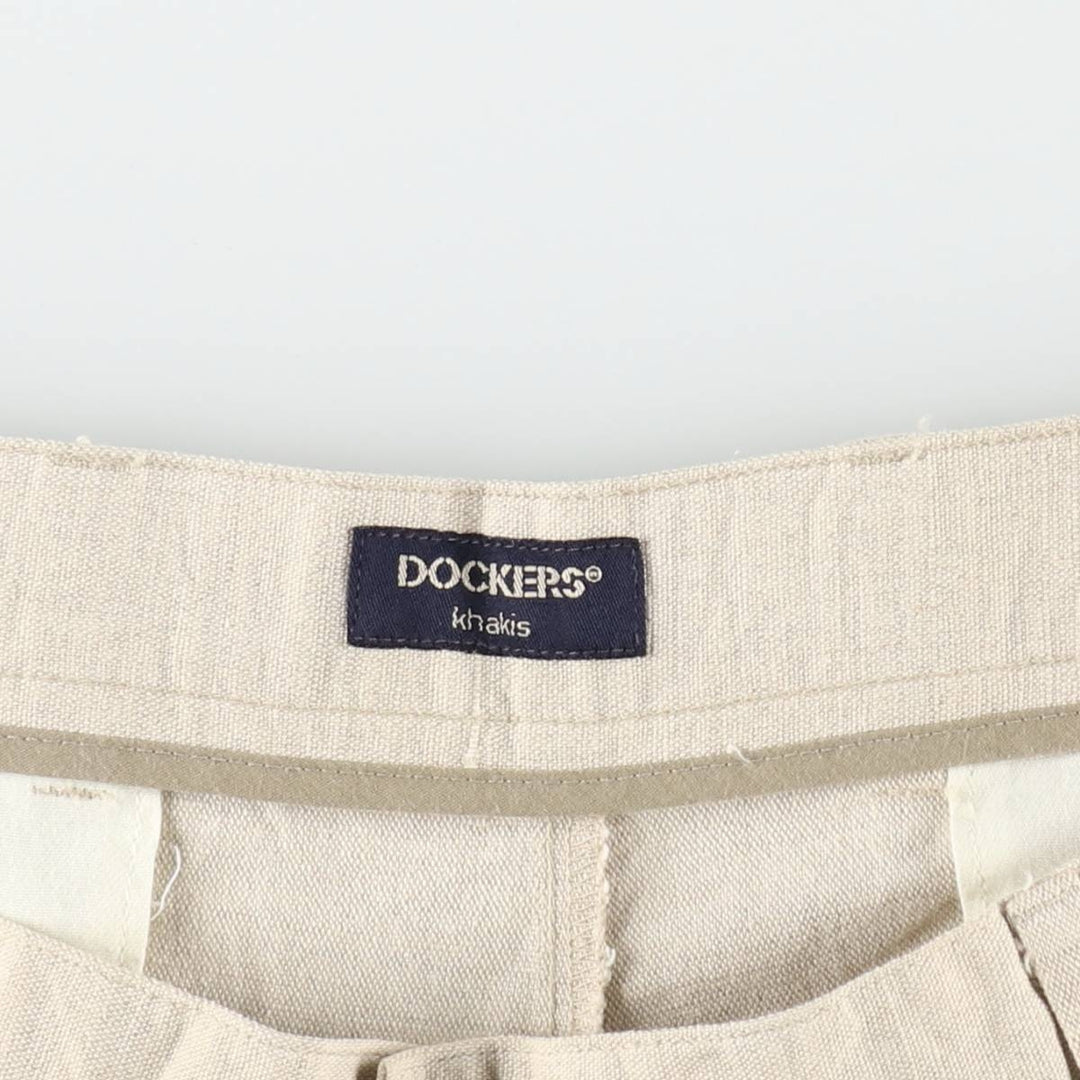 Dockers Khakis Two-Pleat Cotton x Linen Trousers, Men's W35 (approx.), Vintage linen unbleached Vintage Second Hand
