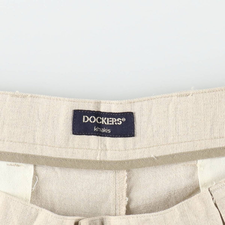 Dockers Khakis Two-Pleat Cotton x Linen Trousers, Men's W35 (approx.), Vintage linen unbleached Vintage Second Hand