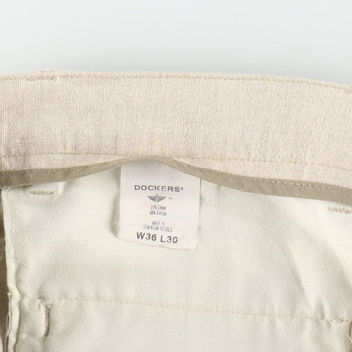 Dockers Khakis Two-Pleat Cotton x Linen Trousers, Men's W35 (approx.), Vintage linen unbleached Vintage Second Hand