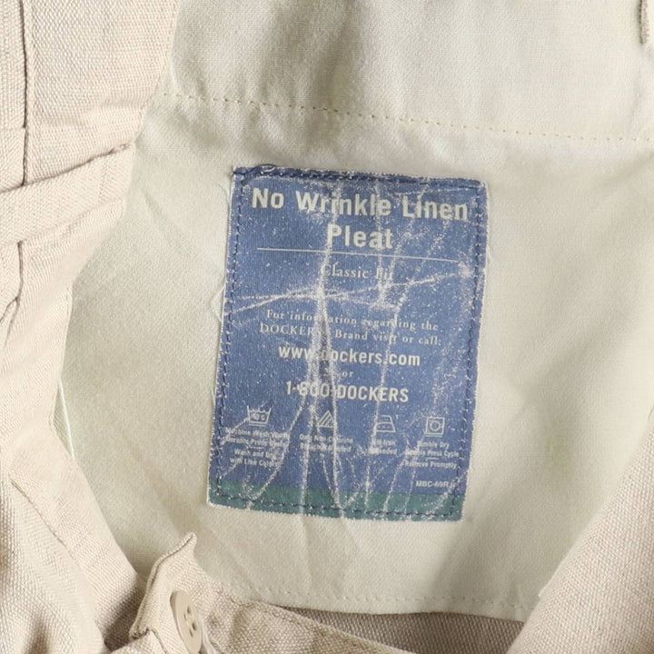 Dockers Khakis Two-Pleat Cotton x Linen Trousers, Men's W35 (approx.), Vintage linen unbleached Vintage Second Hand