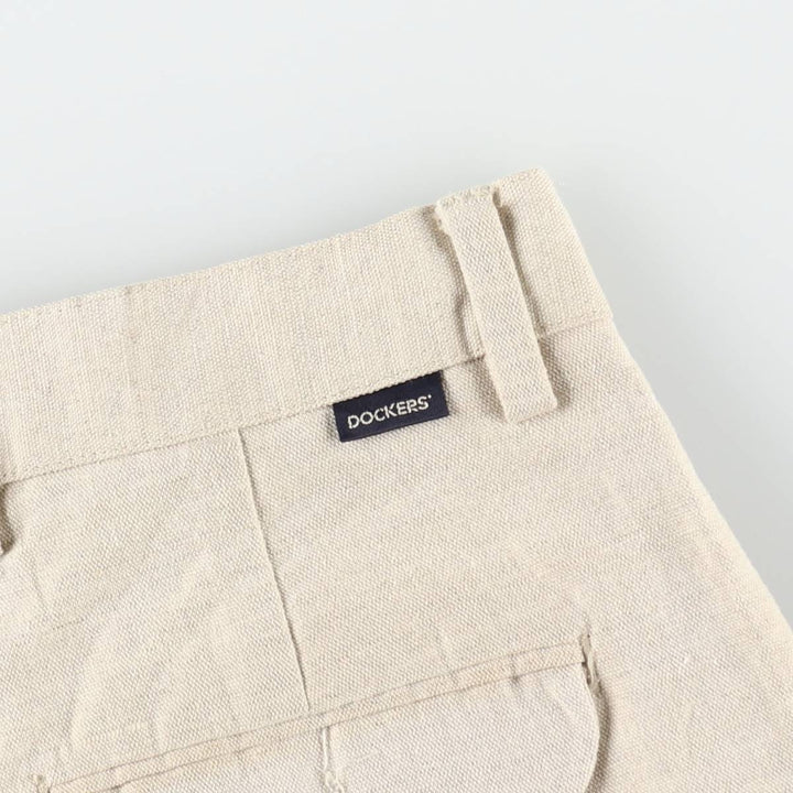 Dockers Khakis Two-Pleat Cotton x Linen Trousers, Men's W35 (approx.), Vintage linen unbleached Vintage Second Hand