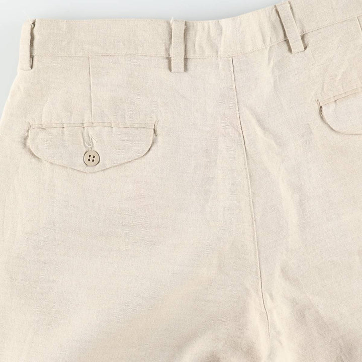 Dockers Khakis Two-Pleat Cotton x Linen Trousers, Men's W35 (approx.), Vintage linen unbleached Vintage Second Hand