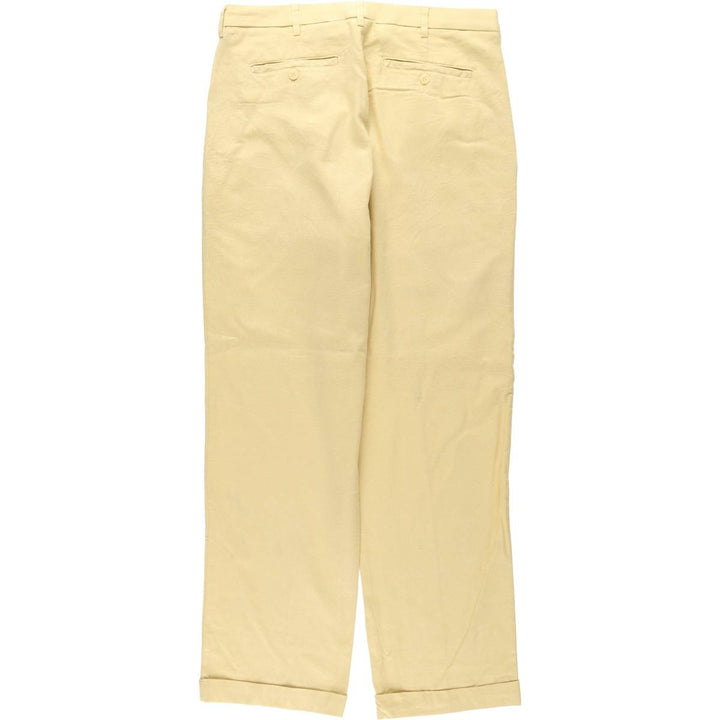 TRUST Two-Pleat Rayon x Linen Trousers, Men's W33 (approx.) linen yellow type Vintage Second Hand