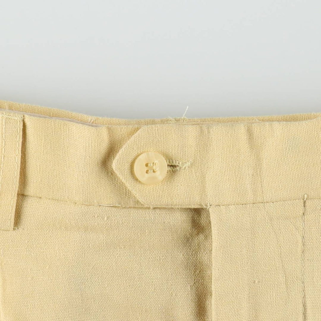 TRUST Two-Pleat Rayon x Linen Trousers, Men's W33 (approx.) linen yellow type Vintage Second Hand