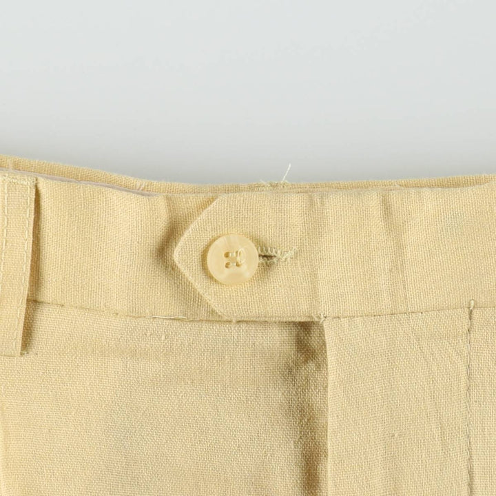 TRUST Two-Pleat Rayon x Linen Trousers, Men's W33 (approx.) linen yellow type Vintage Second Hand