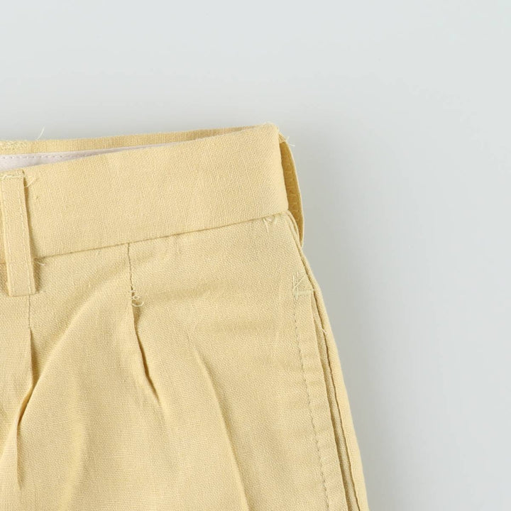 TRUST Two-Pleat Rayon x Linen Trousers, Men's W33 (approx.) linen yellow type Vintage Second Hand
