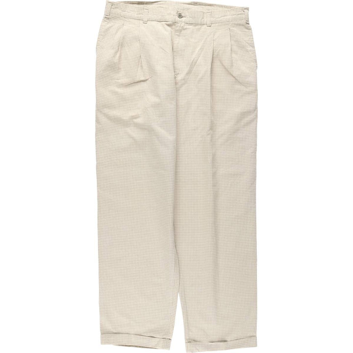 Dockers/Levi's gingham check two-pleat cotton slacks, made in USA, men's size W36 (approx.), vintage. cotton unbleached Vintage Second Hand