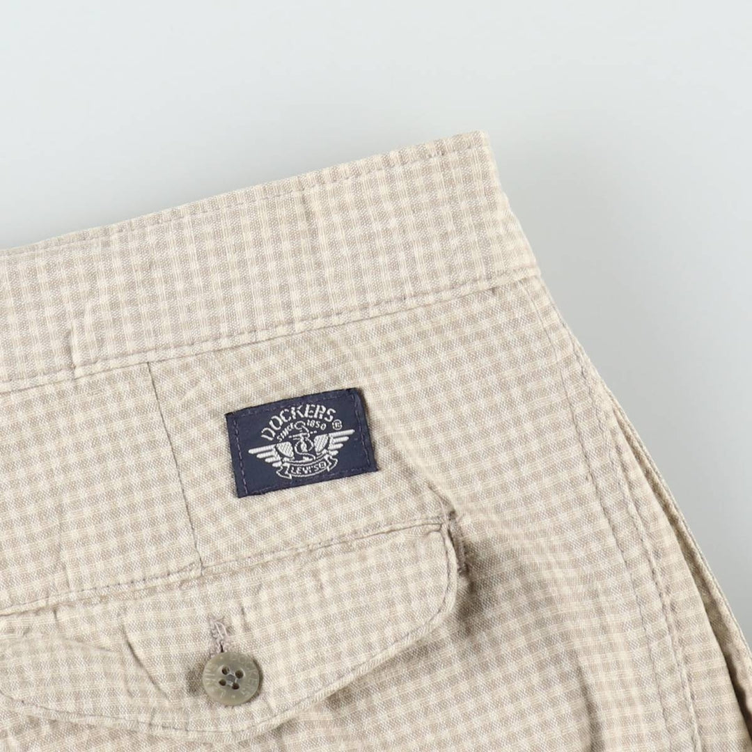 Dockers/Levi's gingham check two-pleat cotton slacks, made in USA, men's size W36 (approx.), vintage. cotton unbleached Vintage Second Hand
