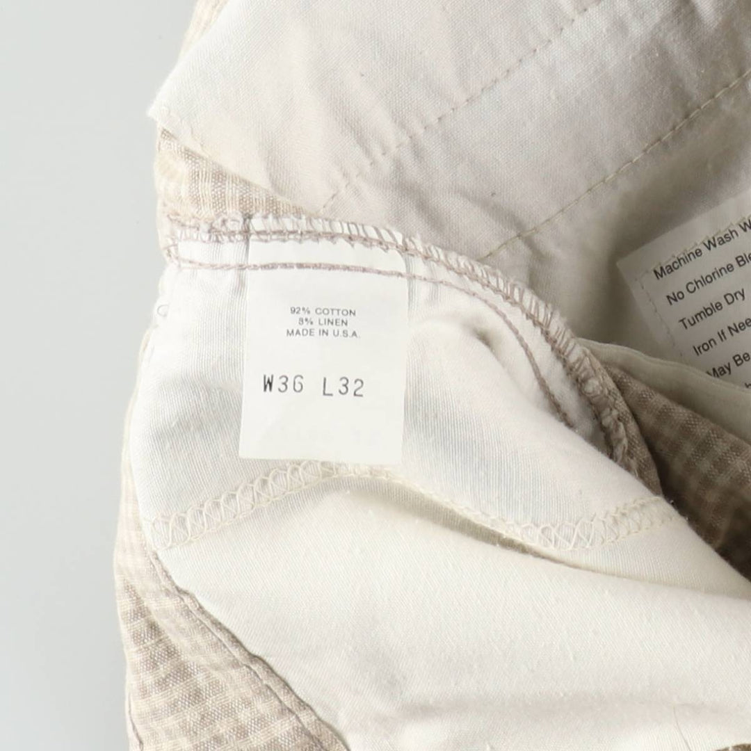 Dockers/Levi's gingham check two-pleat cotton slacks, made in USA, men's size W36 (approx.), vintage. cotton unbleached Vintage Second Hand