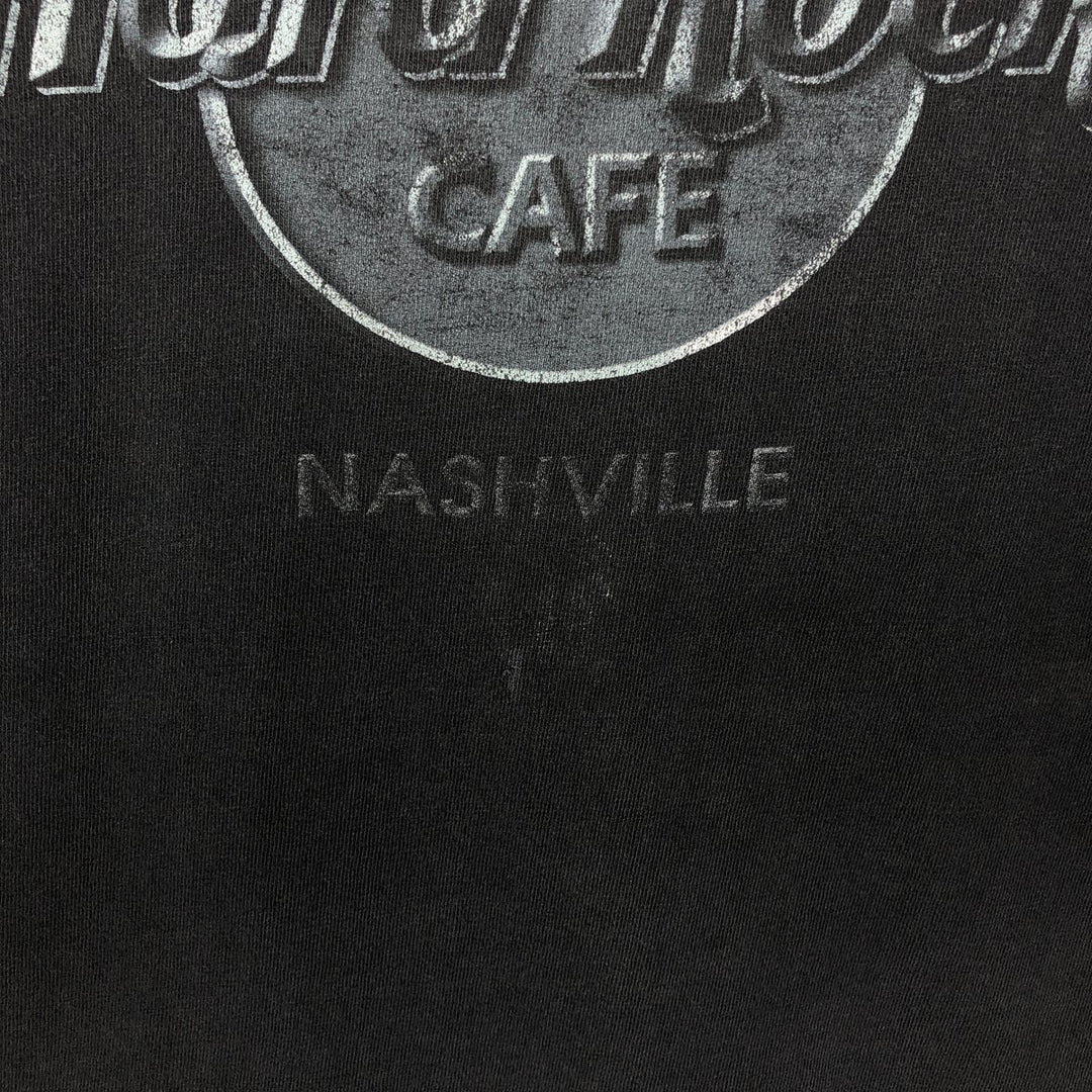 HARD ROCK CAFE Hard Rock Cafe Advertising T-shirt Men's L size unclear black type Vintage Second Hand