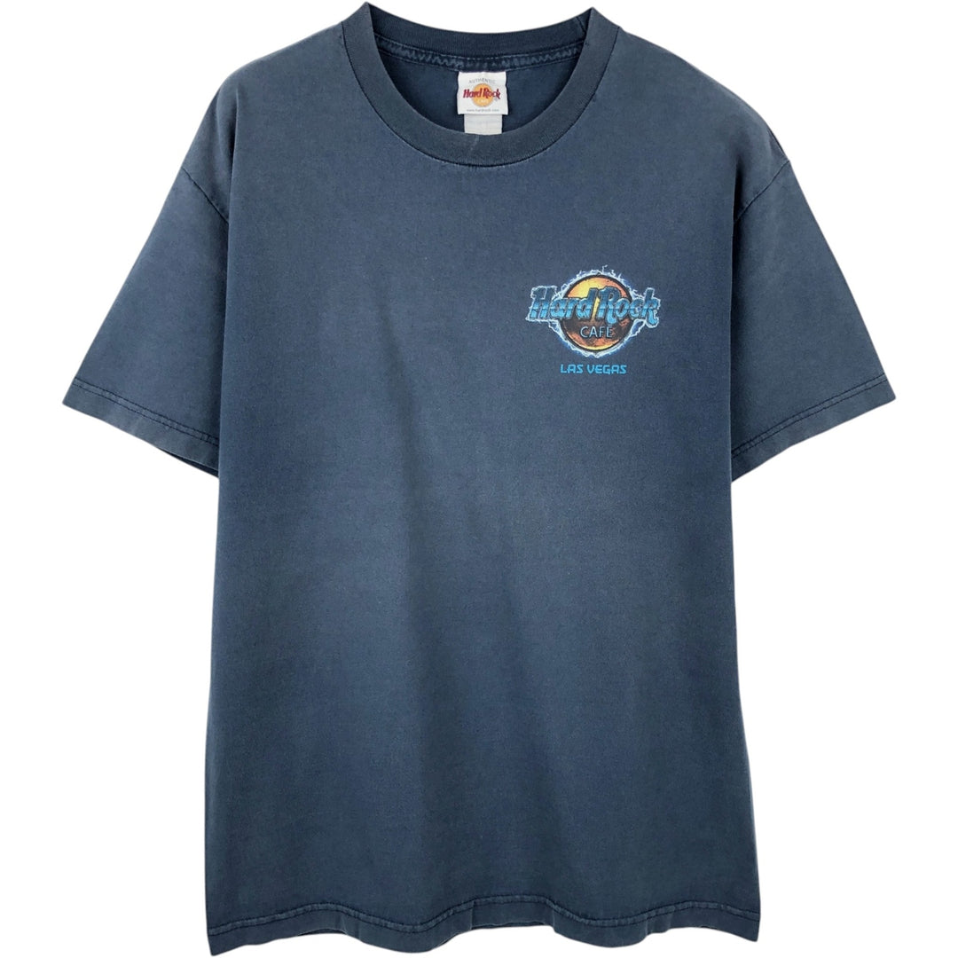 HARD ROCK CAFE Hard Rock Cafe Advertising T-shirt Men's L size unclear navy blue type Vintage Second Hand