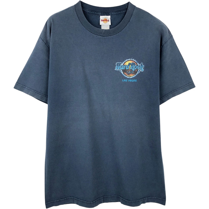 HARD ROCK CAFE Hard Rock Cafe Advertising T-shirt Men's L size unclear navy blue type Vintage Second Hand
