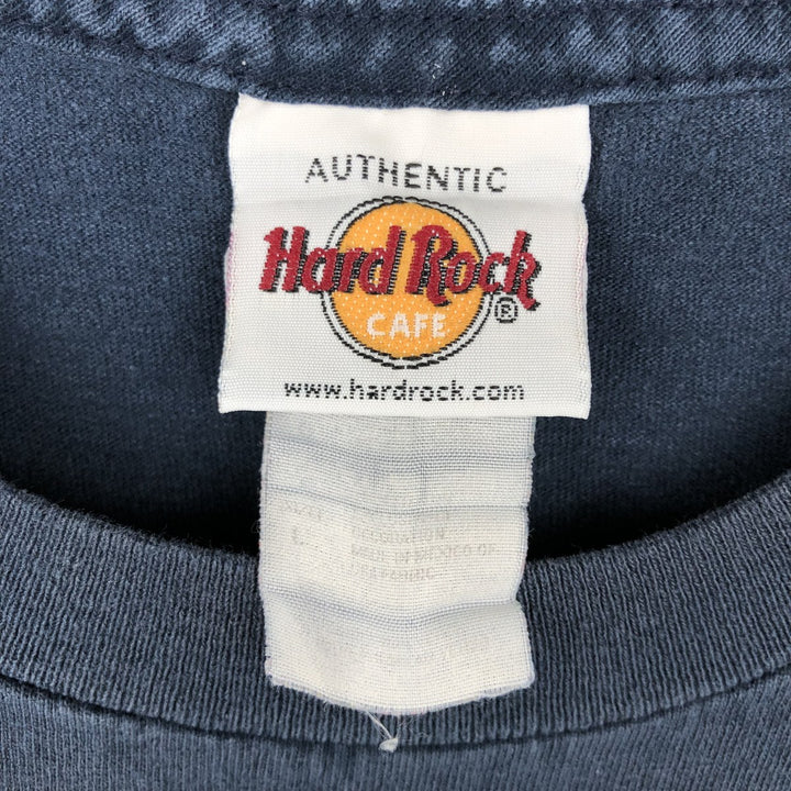 HARD ROCK CAFE Hard Rock Cafe Advertising T-shirt Men's L size unclear navy blue type Vintage Second Hand