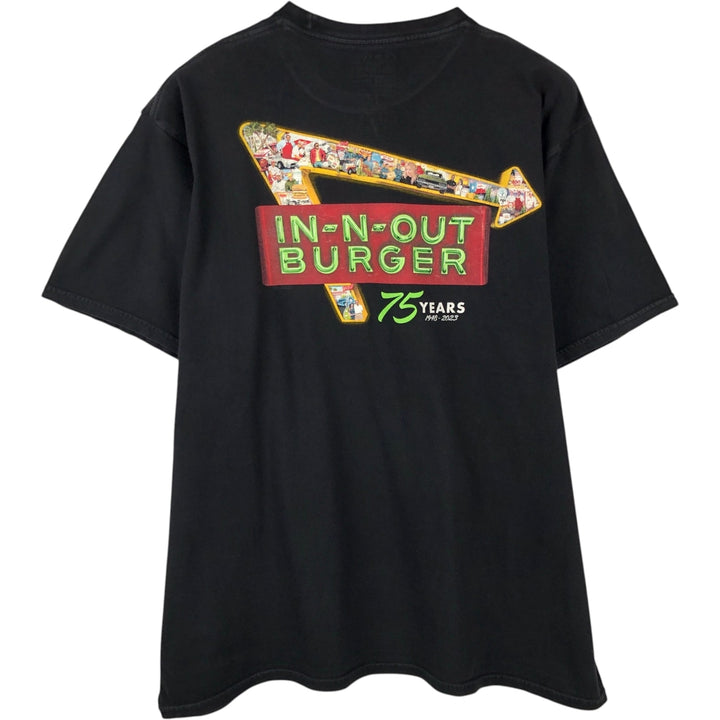 IN-N-OUT BURGER In-and-Out Burger Advertising T-shirt Made in USA Men's XXL cotton black type Vintage Second Hand