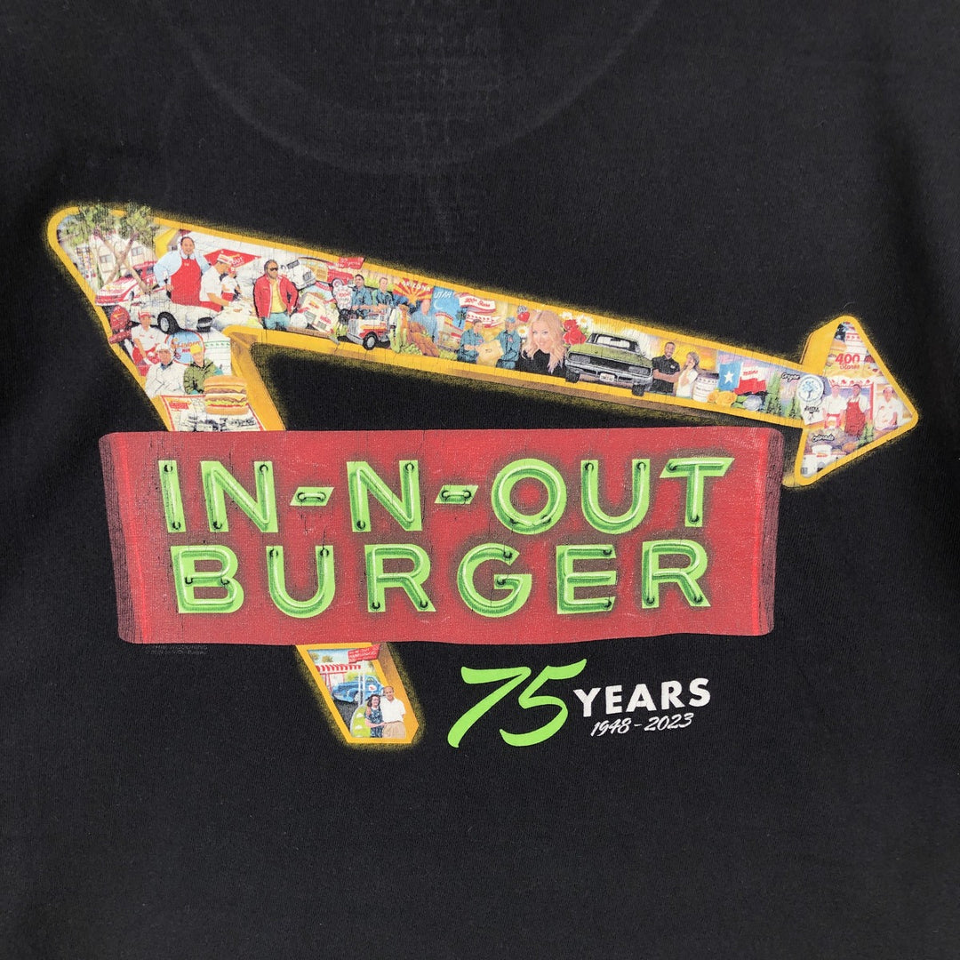 IN-N-OUT BURGER In-and-Out Burger Advertising T-shirt Made in USA Men's XXL cotton black type Vintage Second Hand