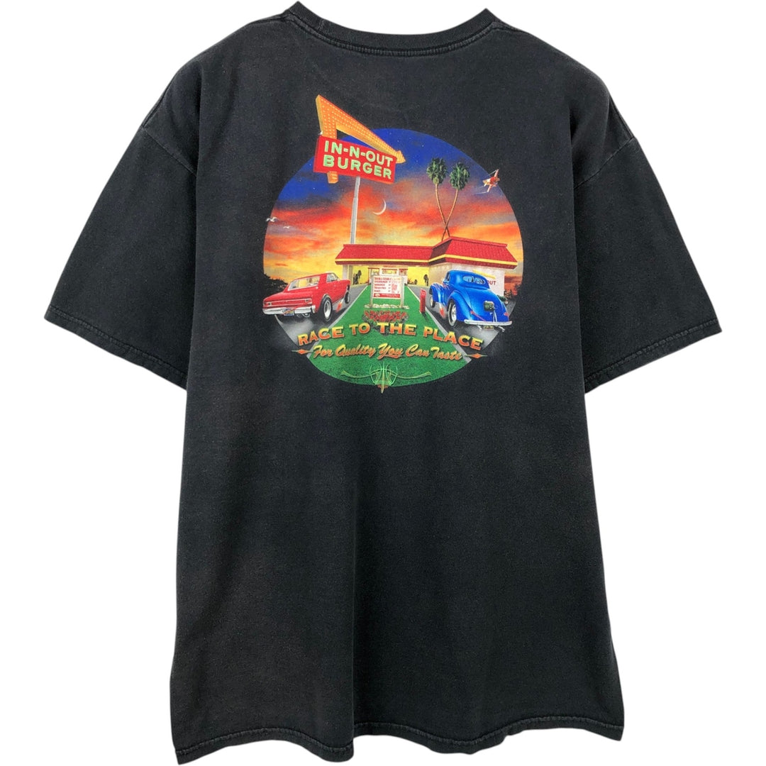 IN-N-OUT BURGER In-and-Out Burger Advertising T-shirt Men's XL size cotton black type Vintage Second Hand