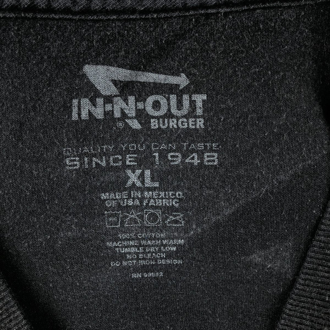IN-N-OUT BURGER In-and-Out Burger Advertising T-shirt Men's XL size cotton black type Vintage Second Hand