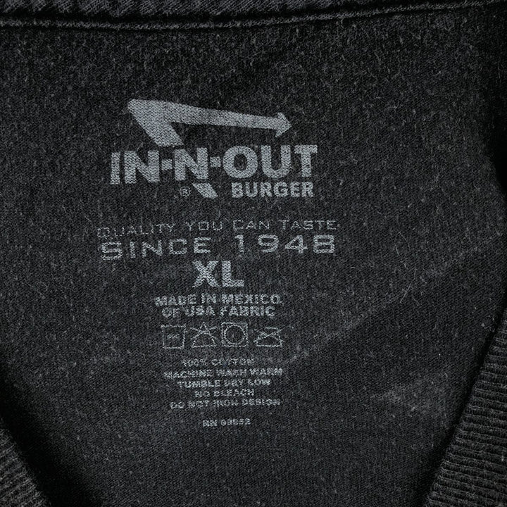 IN-N-OUT BURGER In-and-Out Burger Advertising T-shirt Men's XL size cotton black type Vintage Second Hand