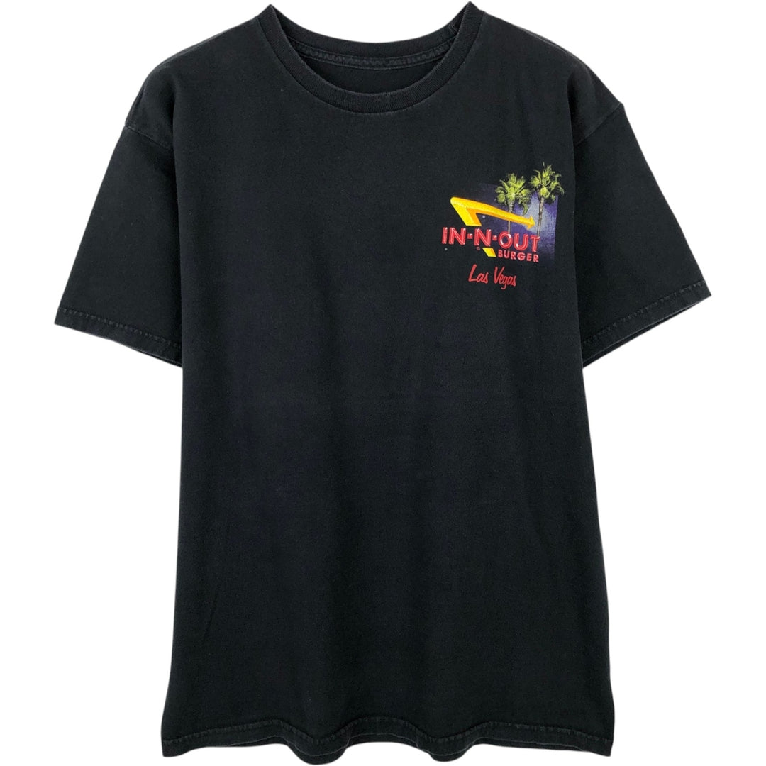 IN-N-OUT BURGER In-and-Out Burger Advertising T-shirt, Men's M size cotton black type Vintage Second Hand