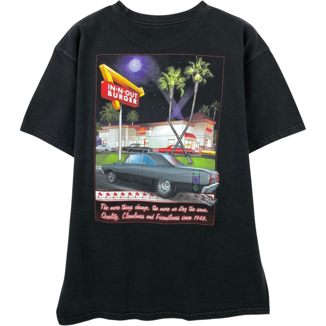 IN-N-OUT BURGER In-and-Out Burger Advertising T-shirt, Men's M size cotton black type Vintage Second Hand