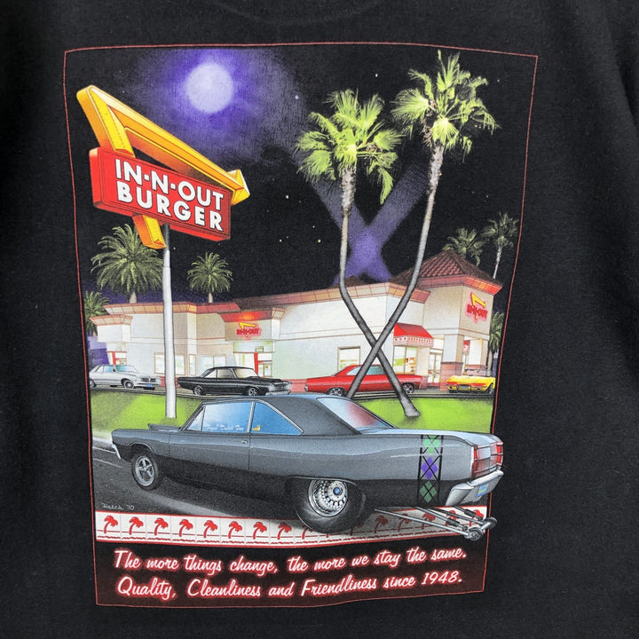 IN-N-OUT BURGER In-and-Out Burger Advertising T-shirt, Men's M size cotton black type Vintage Second Hand